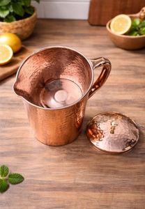 Ensemble de carafes en cuivre pour une mise en scène de table d'inspiration vintage, service d'eau en métal avec verres, durable, réutilisable, pour cuisine, salle à manger, boissons - Product Image 4