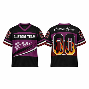 เสื้อกีฬาทีมแบบกำหนดเองสำหรับผู้ชาย ดีไซน์ลายเปลวไฟ คอวี ผ้าตาข่ายระบายอากาศ เสื้อยืดพิมพ์ชื่อและหมายเลขส่วนตัว เสื้อกีฬา - Product Image 4