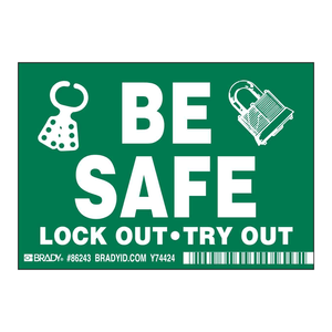 Etiquetas de Seguridad Autoadhesivas de Plástico Brady Be Safe Lock Out-Try Out para Procedimientos Industriales de Bloqueo - Product Image 2