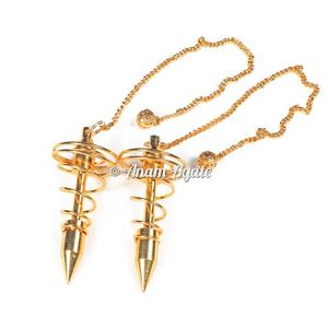 Péndulo de Metal en espiral dorado para curación de Reiki, terapia de Reiki hecha a mano, energía en espiral, Péndulo de Metal curativo metafísico - Product Image 6