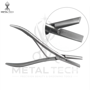 7 Inch Flat Teeth Silver Stainless Steel <b>Clamp</b> Hair Extension Plier with Smooth Grooves Keratin Hair Extensions Tools - Product Image 2