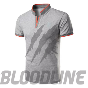 Polo à manches courtes pour homme Bloodline, couleur unie, tricoté, respirant, coupe classique, bleu marine - Product Image 6