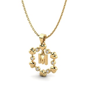 M Initial Pendant 925 Silver Moissanite Alloy Zircon <b>Letter</b> <b>Charm</b> Classic Style Unisex Jewelry Gift - Product Image 3