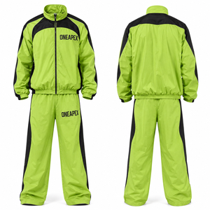 Ensemble de survêtement pour homme vert néon et noir, veste coupe-vent légère, pantalon de jogging, vêtements de sport, ensemble streetwear - Product Image 3