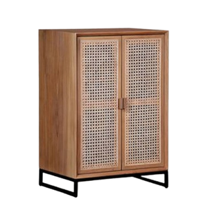 ตู้หวายธรรมชาติสองประตูวัสดุไม้สักสำหรับเฟอร์นิเจอร์ห้องรับแขก - Product Image 6