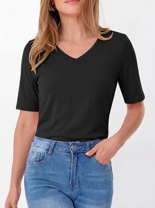 Soft Lightweight Plain V-Neck Regular Top Women's Summer Regular Apparel Short Sleeve - Product Image 5