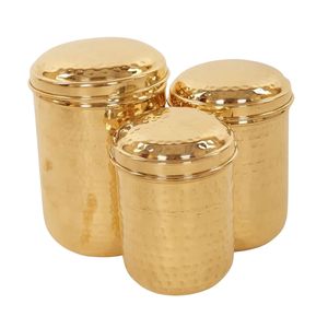 Wholesale Luxury Gold Hammered Brass Finish Kitchen Storage <b>Canister</b> Set 4-Piece Metal <b>Coffee</b> <b>Tea</b> <b>Sugar</b> Jar with Lid - Product Image 5