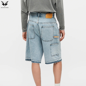 Shorts en jean bleu clair pour homme, coupe décontractée, style streetwear, avec logo personnalisé, pour l'été – Fournisseur professionnel - Product Image 3