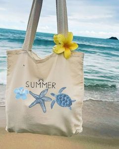 Sac fourre-tout matelassé en coton avec motif floral et nœud, grande capacité, léger, pour la plage ou les loisirs - Product Image 2