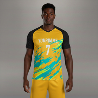 Camiseta de Fútbol Jacquard Transpirable Unisex de Alta Calidad, 100% Poliéster, Duradera, Ecológica, Cuello en V, Manga Corta