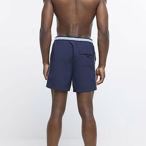 Shorts de bain pour hommes, bleu marine, taille élastique, séchage rapide, décontractés, 100% nylon, imperméables, écologiques - Product Image 2