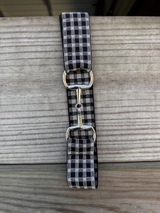 Plaid Pattern <b>Belt</b> <b>Chain</b> with Metal Buckle Adjustable Casual Style Polyester Cotton Strap - Product Image 1