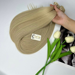 Extensions de cheveux humains Remy vietnamiens à pointe plate en kératine, blond platine, personnalisées par Sun Hair Company - Product Image 4