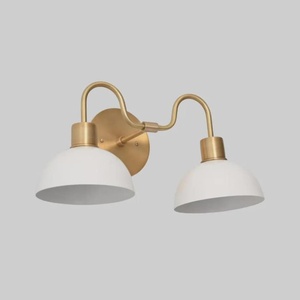 Applique murale moderne en laiton avec abat-jour blanc en forme de dôme, éclairage intérieur pour salle de bain, décoration intérieure - Product Image 3