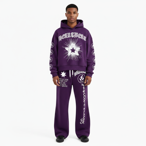 Ensemble de survêtement personnalisé pour homme 2 pièces – Hoodie délavé coupe mi-longue coupe-vent grande taille imprimé numérique style streetwear - Product Image 6