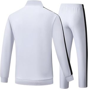 Men's White Tracksuit Full Zip <b>Jacket</b> Matching Pants Breathable Sporty Streetwear Stand Collar Side Pockets Regular Fit <b>Winter</b> 2 - Product Image 2