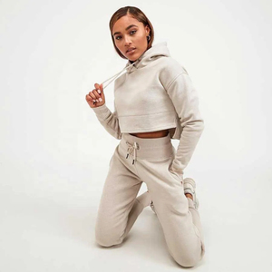 100% Cotton Fleece Women's Hoodies Sweatshirt Regular Top Jogger Set <b>Extra</b> <b>Large</b> Solid Embroidery - Product Image 5