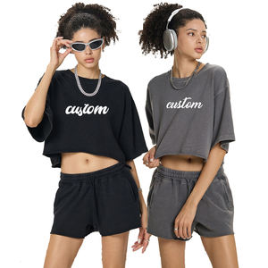 Camisetas cortas para mujer en oferta, camisetas populares para chicas jóvenes, camisetas cortas vintage informales de alta calidad personalizadas para mujer - Product Image 1
