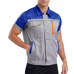 Chemises de travail robustes pour hommes, uniformes industriels personnalisables avec logo, hauts respirants en coton, vêtements utilitaires pour personnel de bureau, fourniture OEM - Product Image 2