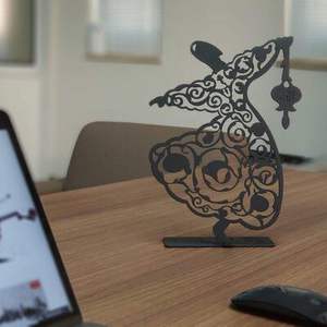 Décor de table de derviche tourbillonnant Silhouette de danseur soufi en sculpture d'art en métal découpé au laser - Product Image 1