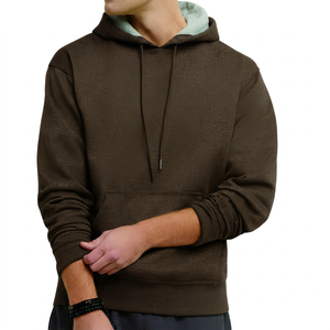 Sweat-shirt à capuche gris foncé pour homme, coupe classique, couleur unie, en coton French Terry, décontracté, pour l'automne, avec poche avant - Product Image 6