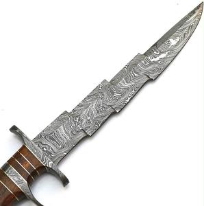 Cuchillo Bowie de Hoja Fija Industrial para Camping DIY de Iron Crown Forge, Acero de Damasco, Espalda Recta, 3mm de Grosor, Mango de Madera, OEM - Product Image 3