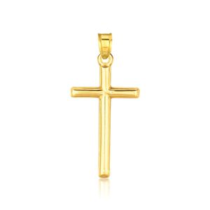 Ciondolo a Croce in Oro Giallo 14k Lucidato, Gioielli alla Moda, Pendenti e Charm - Product Image 1