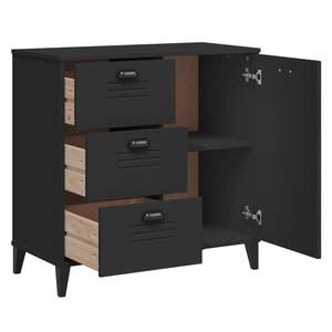 Gabinete de Almacenamiento Mediano de Madera Sintética y Plástico Negro para Sala de Estar - Product Image 5