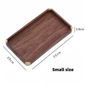 Wholesale Custom Modern Rectangle Walnut Wood Serving Tray Dishwasher Safe Polished Finish Handles <b>Large</b> & Small Sizes - Product Image 6