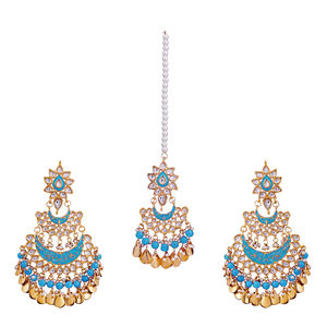 Pendientes de Perlas con Incrustaciones de Piedras Blancas y Baño de Oro, Diseño Personalizado, Precio con Descuento, Vendedor Indio - Product Image 1