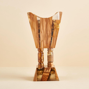 Quemador de Resina Mubkhar con Impresionantes Incrustaciones Verde Esmeralda Fusionadas con Copa de Metal y Detalles de Madera Natural para Decoración del Hogar - Product Image 2