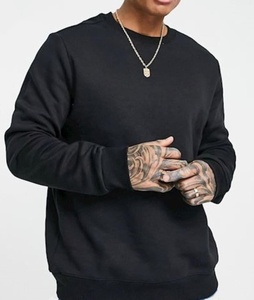 Ensemble de survêtement noir pour homme : sweat-shirt à col rond et pantalon de jogging décontracté, couleur unie, manches longues, avec cordon de serrage - Product Image 3