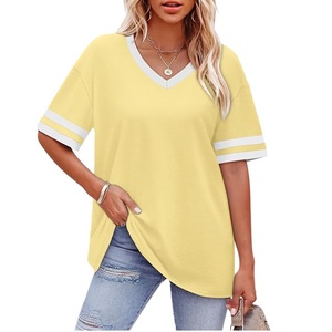 Camiseta de Cuello en V Personalizada para Mujer, 100% Algodón, Transpirable, Ecológica, Informal de Verano, Hecha en Bangladesh - Product Image 1