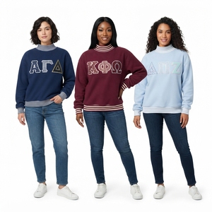Women's Pink Oversized Mock Neck Sweatshirt With PIA <b>Applique</b> <b>Letter</b> Print Drop-Shoulder Fleece Autumn Wear - Product Image 6