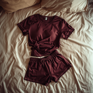 ชุดนอนผู้หญิง เสื้อยืดและกางเกงขาสั้น ผ้าฝ้ายนุ่ม สวมใส่สบาย พร้อมบริการรับผลิตแบบ OEM ODM - Product Image 3