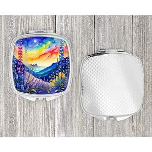 Espejo de maquillaje de viaje compacto Delphinium colorido, regalo de diseño de mano plegable para mujeres y niñas - Product Image 4