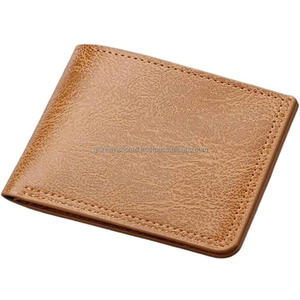 Portefeuille en cuir véritable vintage personnalisé en noir marron Usine directe Personnalisable Mode pour hommes Portefeuille à deux volets - Product Image 1