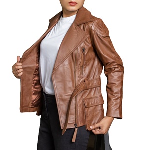 Chaqueta de cuero personalizada de tendencia superior de invierno cuello vuelto sólido con forro de satén mangas completas transpirable teñido liso 2026 - Product Image 5