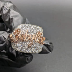 Anillo de Moissanita de Lujo con Nombre Personalizado, Estilo Hip Hop, Plata 925, Chapado en Oro, Engaste de Garras, Certificado IGI, Joyería Brillante Estilo Rapper - Product Image 5