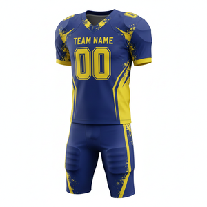 Ensemble de maillot et short de football américain personnalisé, sublimé, respirant, avec logo sur le devant, 100 % polyester, antibactérien - Product Image 6