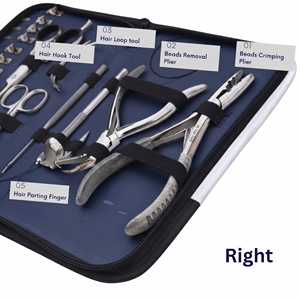 Kit d'outils professionnels pour extensions de cheveux à micro-anneaux avec pince à retirer les perles, pince à sertir, aiguilles à boucle et pinces - Product Image 5