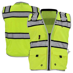 Wholesale Custom logo Mesh <b>Reflective</b> Security <b>Running</b> Vest <b>Reflective</b> Zipper Safety <b>Jacket</b> Clothing Construction Safety Vests - Product Image 4
