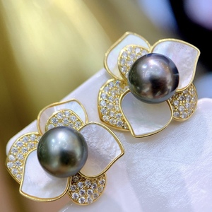 Pendientes de Perlas Naturales de Agua Dulce de 13-14 mm, Venta Directa de Fábrica, Superficie Ligeramente Imperfecta, Plata Gruesa y Limpia - Product Image 1