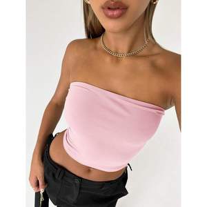 Fitted Tube <b>Top</b> for Women <b>Strapless</b> Crop <b>Top</b> Bandeau for Party Club Night Out Fashion Look Simple Women's Winter New Fashion - Product Image 4
