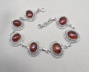 Bracelet réglable en argent sterling 925 avec cabochon ovale en ambre, style religieux, fait main, bijou en pierre précieuse de haute qualité pour femme - Product Image 3