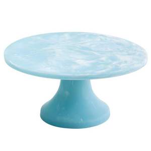 Support à gâteau rond en résine Aqua Swirl fait main, durable, plateau de présentation de luxe écologique pour mariage, fête et usage domestique - Product Image 1