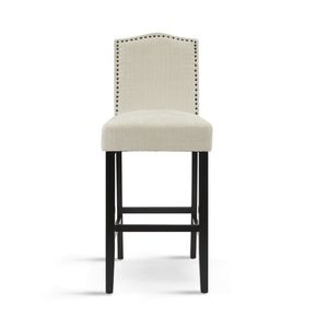 Ensemble de 2 tabourets de bar à hauteur de comptoir Pieds en bois d'hévéa beige Sièges en tissu rembourré Capacité de poids de 300lb pour bar d'îlot de cuisine - Product Image 5