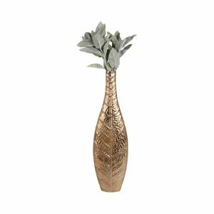 Jarrón Alto de Hierro Hecho a Mano con Diseño de Hojas, Estilo Costero, Ecológico, Decoración Moderna para Mesa de Navidad - Product Image 1