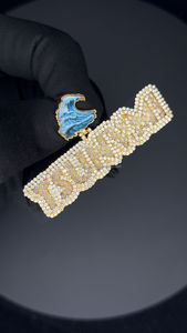 Colgante de moissanita personalizado, joyería de lujo, plata 925 Iced Out VVS Baguette, colgante de moissanita chapado en oro con letra inicial del nombre - Product Image 2