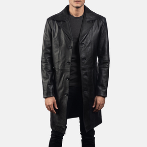 Manteau d'hiver pour homme en cuir véritable, imperméable, respirant, écologique, coupe ajustée, style trench-coat en laine, crocheté, vente en gros - Product Image 6